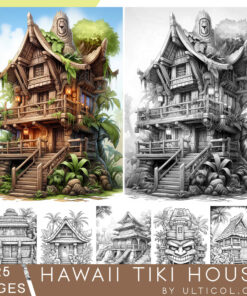 Hawaii Tiki House Coloring