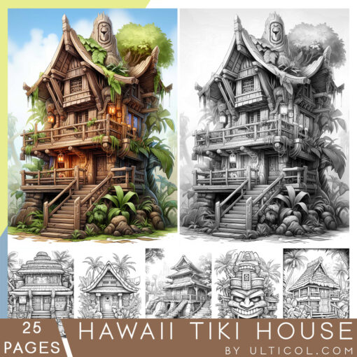 Hawaii Tiki House Coloring