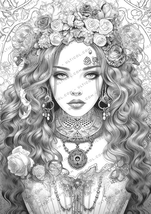 Gothic Girls Coloring Pages