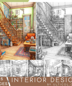 Interior Designs Coloring Book for Adults