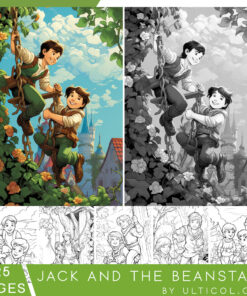 ack and the Beanstalk Grayscale Coloring Pages