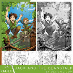 Jack and the Beanstalk Grayscale Coloring Pages