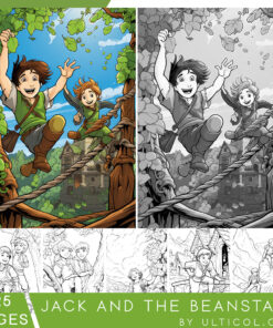 Jack and the Beanstalk Grayscale Coloring Pages