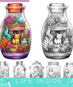 Life in Jar Grayscale Coloring Pages