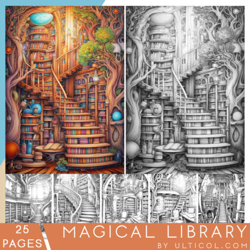 Magical Library Coloring