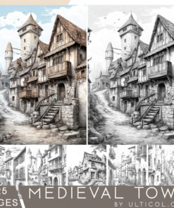 Medieval Town coloring