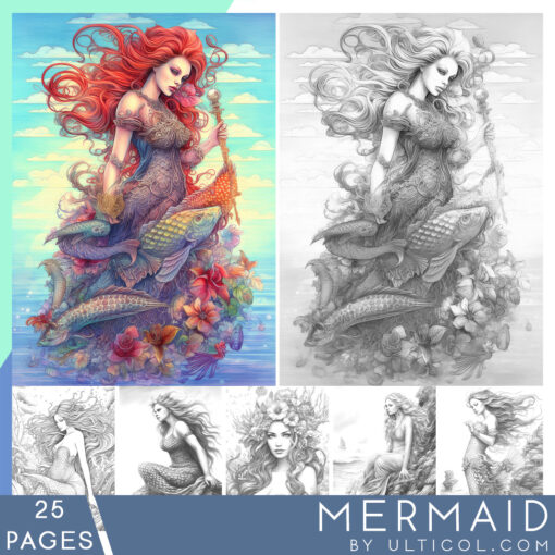 Mermaids Coloring Pages for Adults