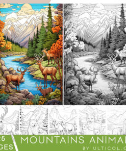 Mountain Animals Grayscale Coloring Pages