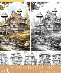 Mushroom House Coloring