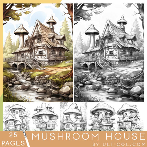 Mushroom House Coloring