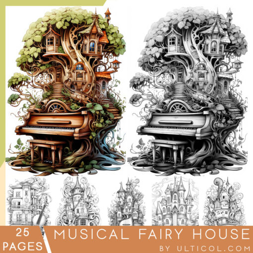 Musical Fairy House Coloring