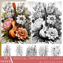 Musical Instrument Flower Coloring