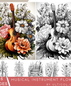 Musical Instrument Flower Coloring