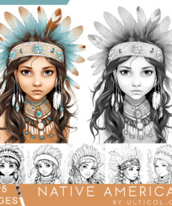 Beautiful Native American Grayscale Coloring Pages