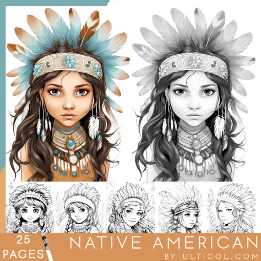 Beautiful Native American Grayscale Coloring Pages