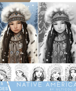 Native American Grayscale Coloring Pages