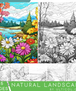 Natural Landscape Grayscale Coloring Pages