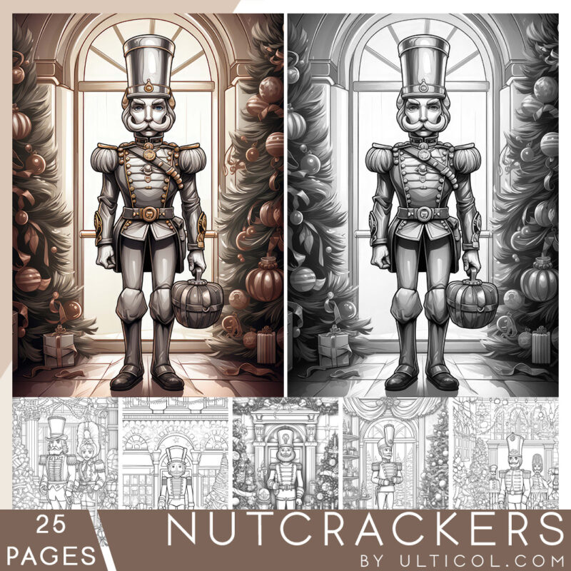 Christmas Nutcracker Coloring Pages, Printable Xmas Noel Holiday