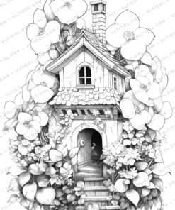 Fairy Homes Grayscale Coloring Pages