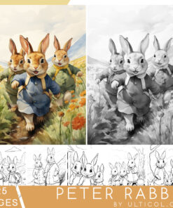 Peter Rabbit Grayscale Coloring Pages