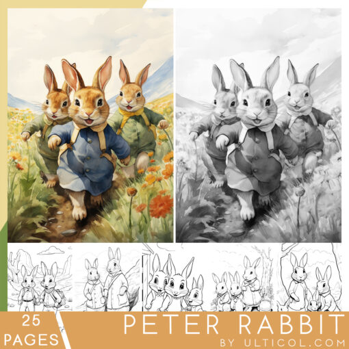 Peter Rabbit Grayscale Coloring Pages