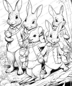 Peter Rabbit Grayscale Coloring Pages