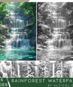 Rainforest Waterfall Coloring