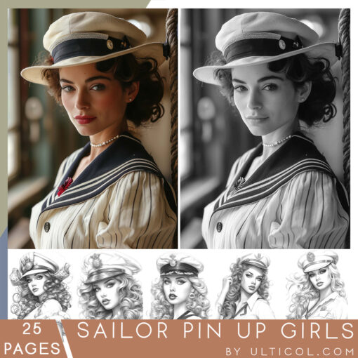 sailor pin up girls coloring