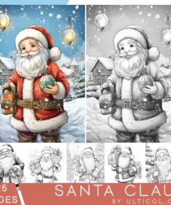 Santa Claus Grayscale Coloring Pages