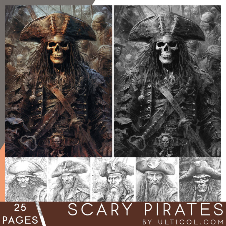 Scary Pirates Coloring Book | Printable Adult and kid Coloring Pages ...