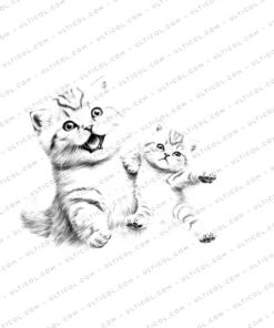 Cute Cat Grayscale Coloring Pages