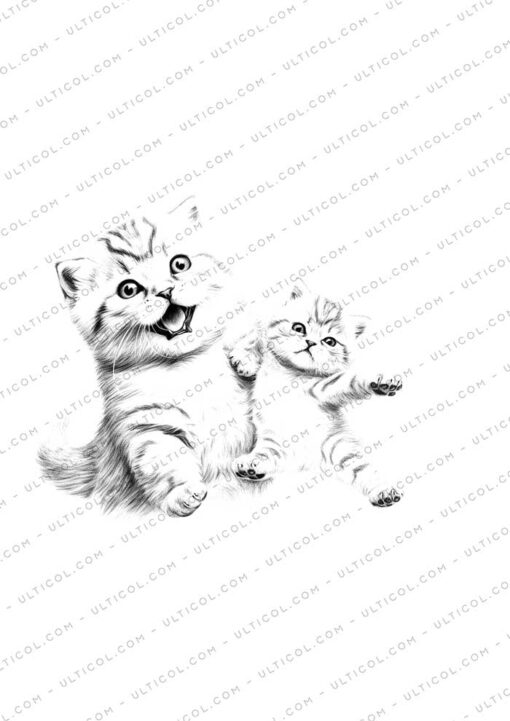 Cute Cat Grayscale Coloring Pages