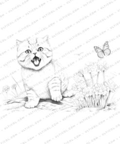 Cute Cat Grayscale Coloring Pages