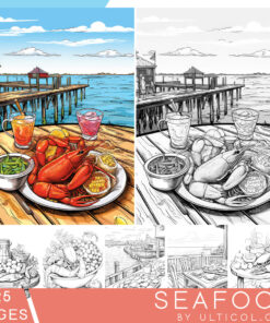 Seafood Grayscale Coloring Pages