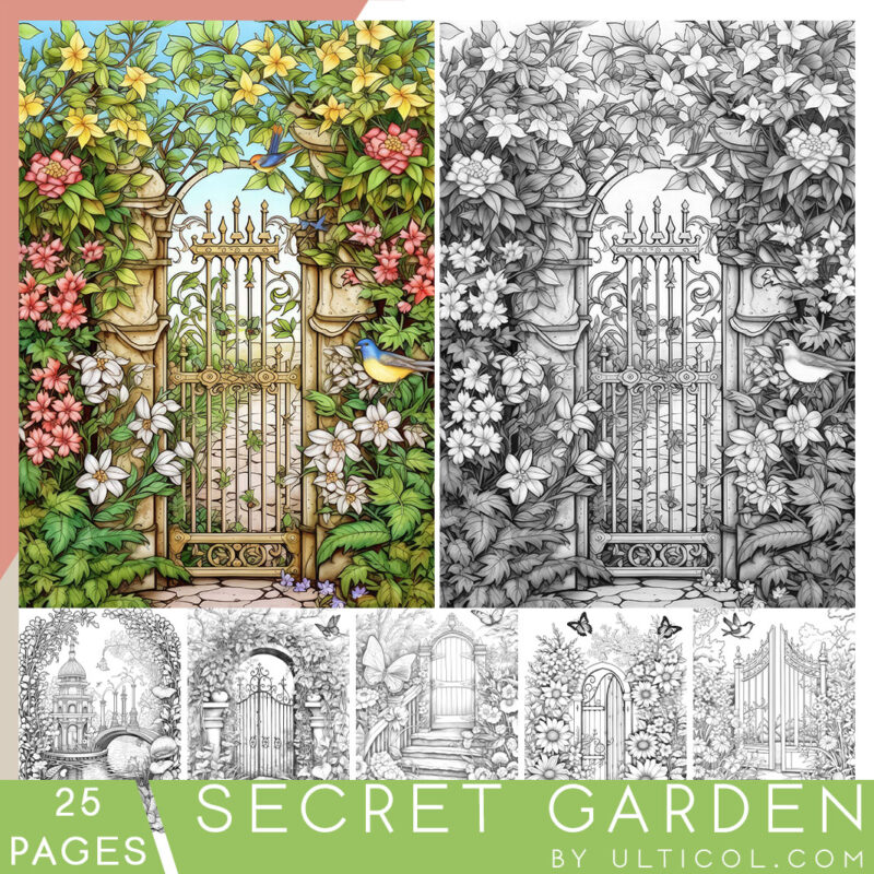 Secret Garden Coloring Book, Printable Enchanted Garden Coloring Pages