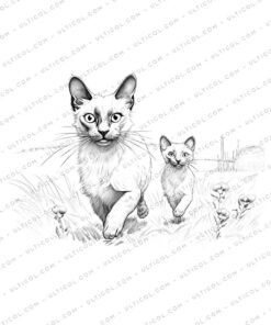 Cute Cat Grayscale Coloring Pages