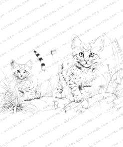 Cute Cat Grayscale Coloring Pages