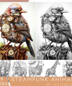 Steampunk Animals Coloring