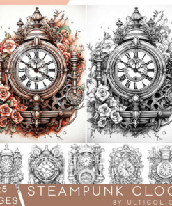 Steampunk Clock Coloring