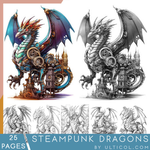 Steampunk Dragons Coloring