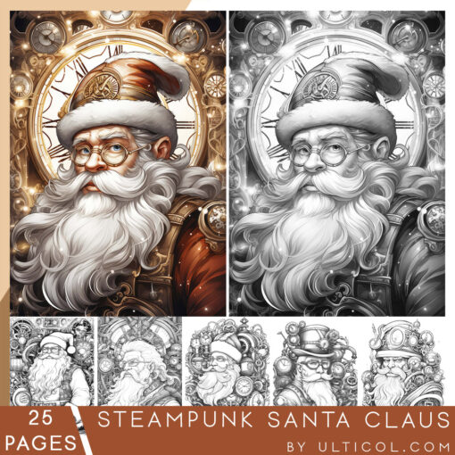 Steampunk Santa Claus Coloring