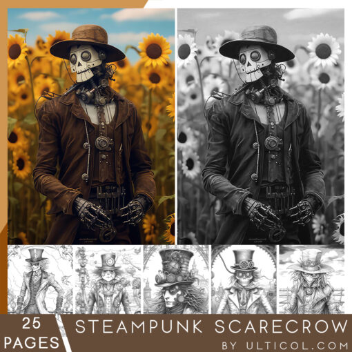 Steampunk Scarecrows Coloring