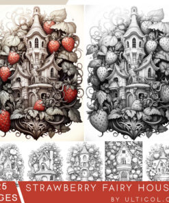 Strawberry Fairy Houses Coloring