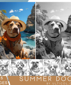 Summer Dogs Coloring