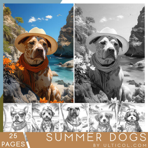 Summer Dogs Coloring