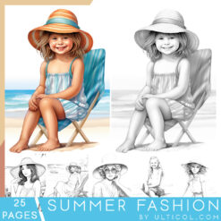 Summer Fashion Grayscale Coloring Pages