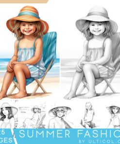 Summer Fashion Grayscale Coloring Pages