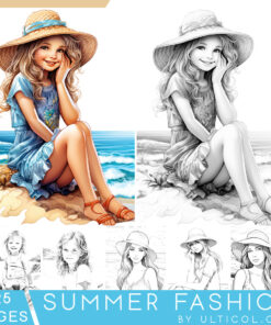 Summer Fashion Grayscale Coloring Pages