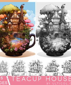 Teacup Houses Coloring