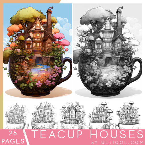 Teacup Houses Coloring